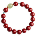 Cinnabar Hetian jade bracelet with purple gold sand finish and geometric ellipse beads in three sizes