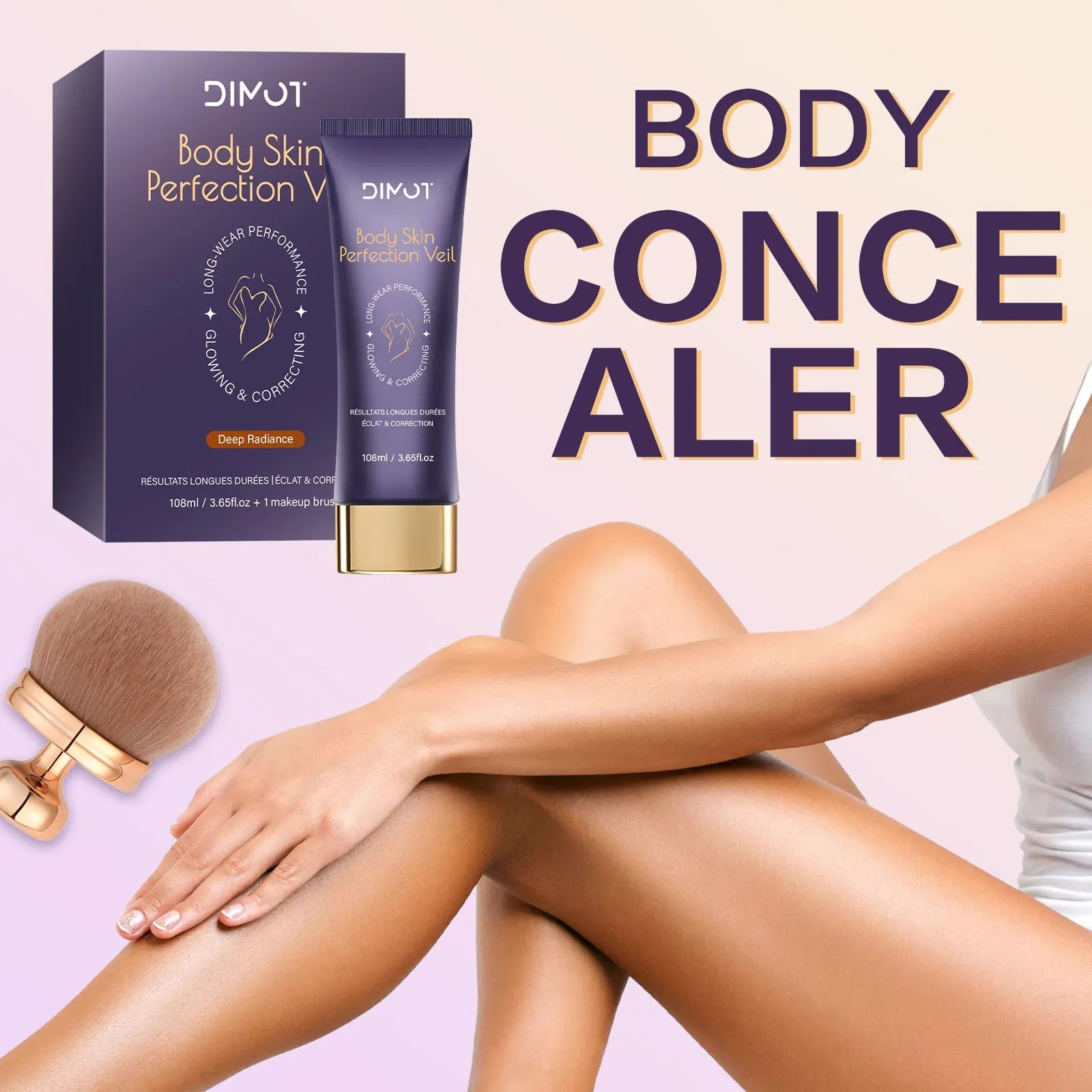 108ml waterproof body concealer cream and brush for covering tattoos and scars