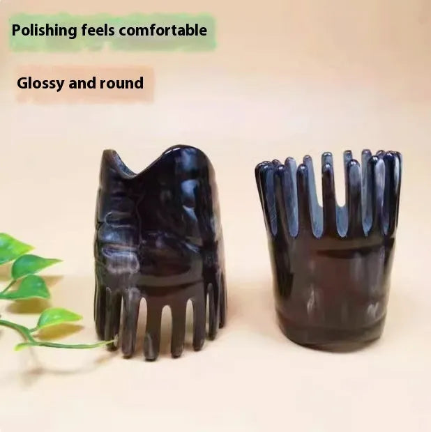 White buffalo horn comb with wide teeth for traditional Chinese head meridian massage