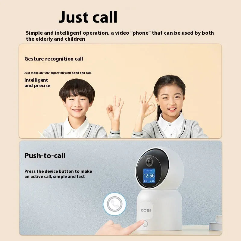 Zhou Shi white plastic indoor Wi-Fi security camera with lens, mounted on a screw-fixed bracket.