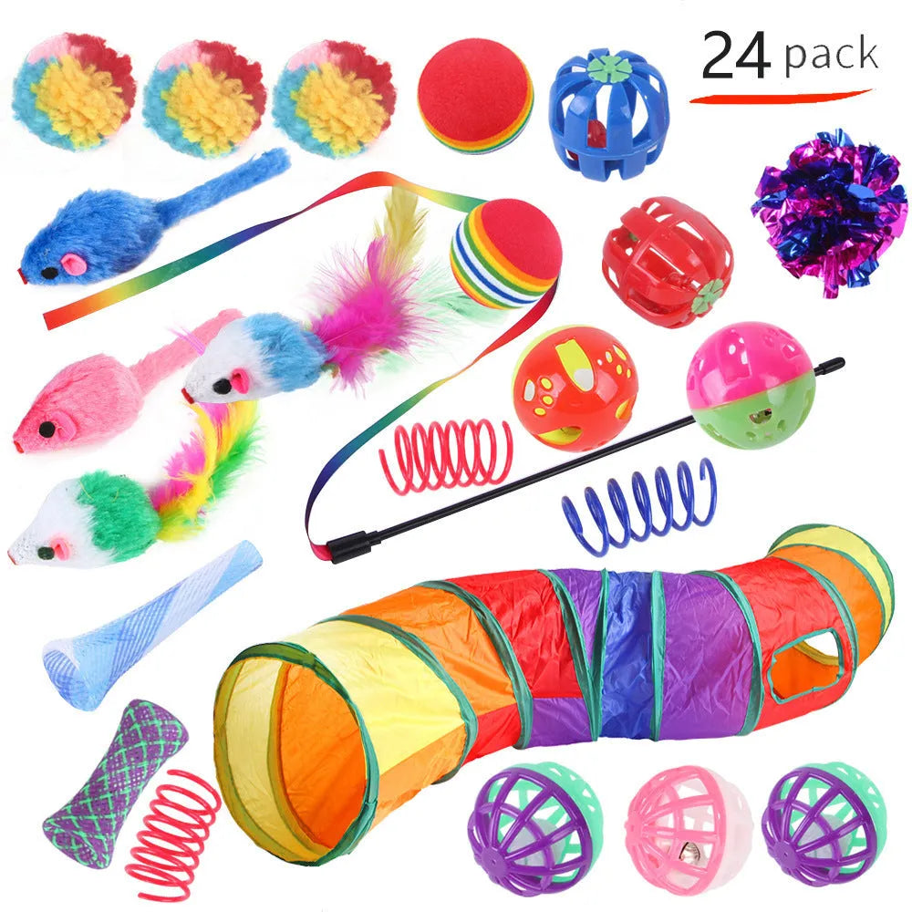 Plastic cat channel tunnel toy in various colours for indoor pet play