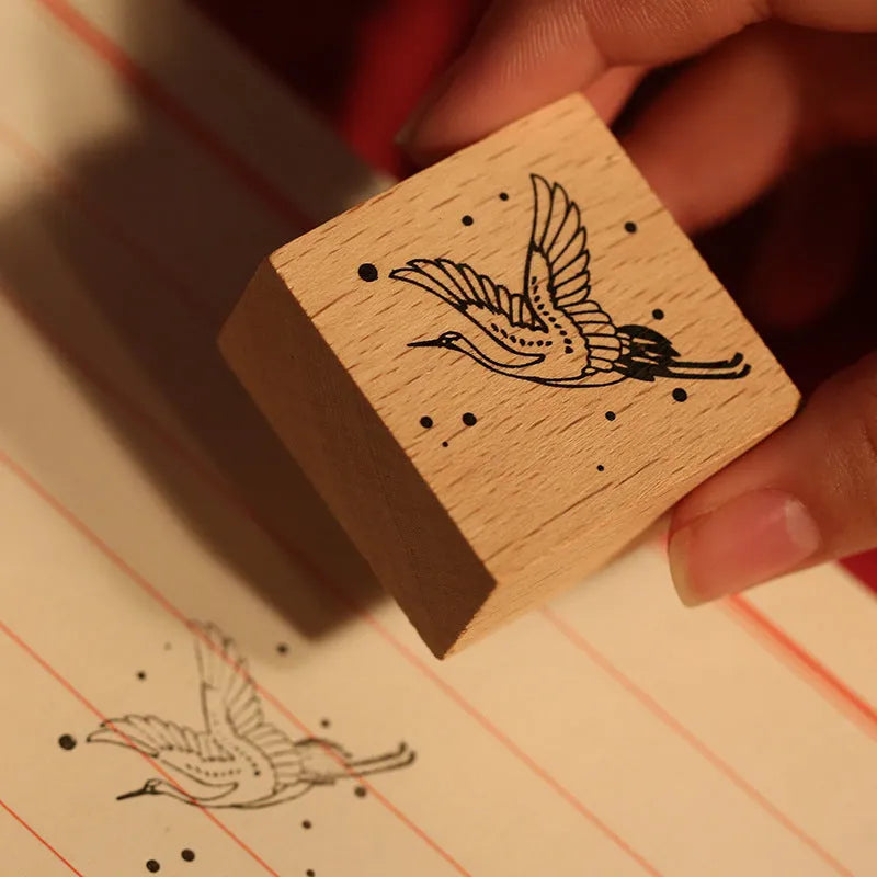 Mr. Paper wooden seal set with rubber printing surface for DIY handbook stationery