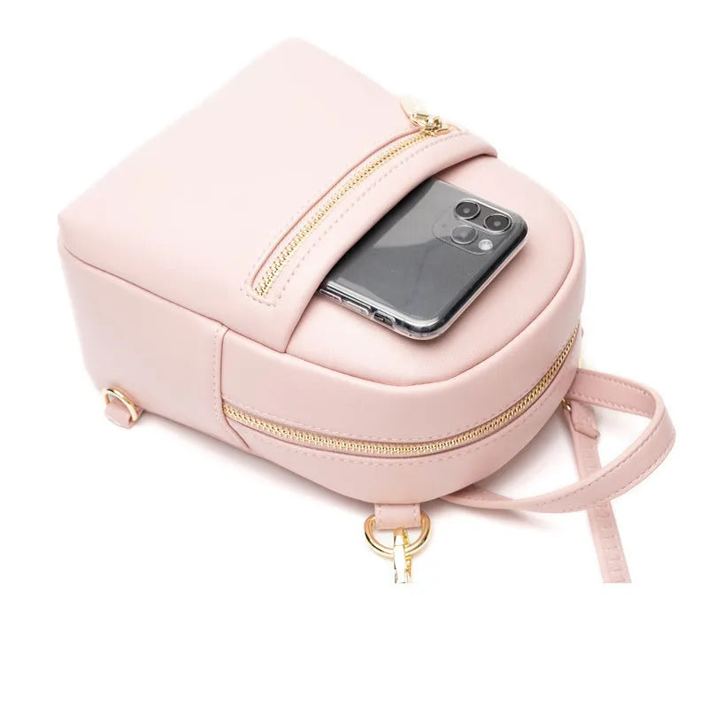 Soft PU mini backpack in street trend style with three-dimensional pocket and contrast colour details