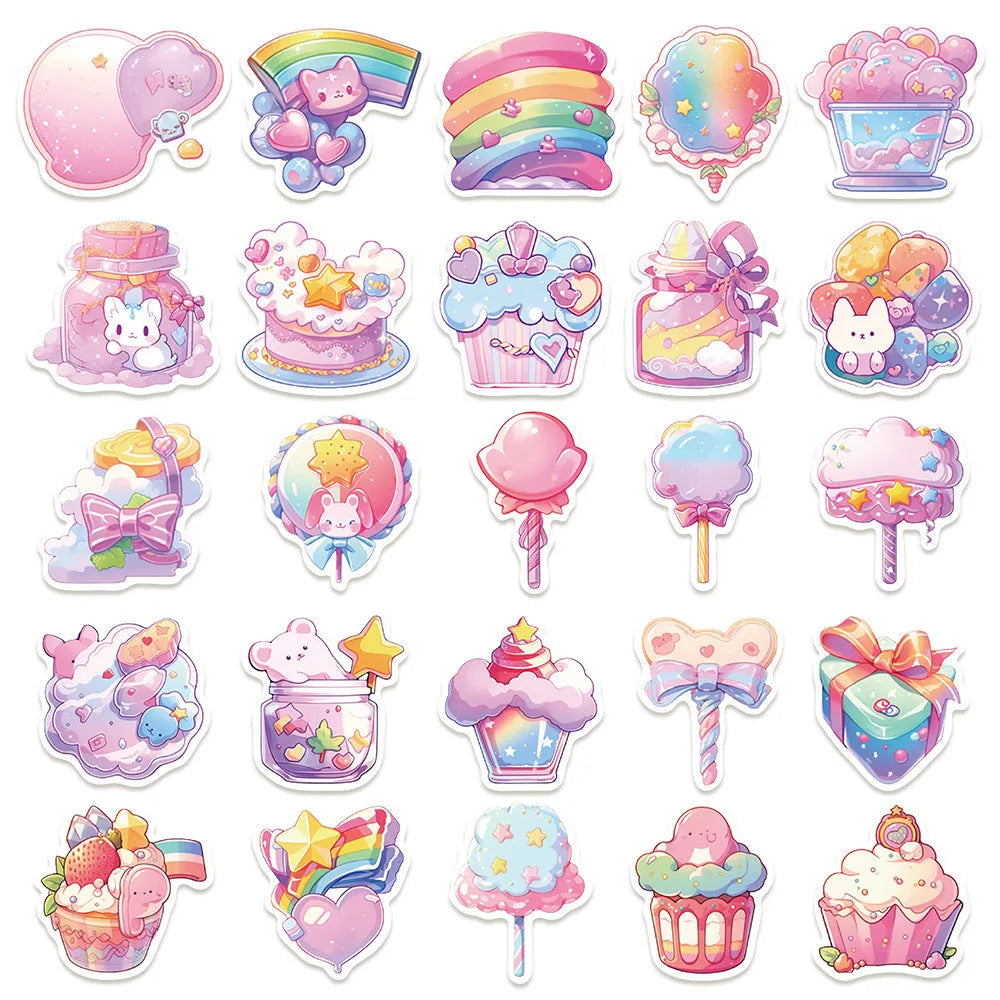 Fresh candy design waterproof decorative stickers measuring 4-7cm for journal and hand account decoration