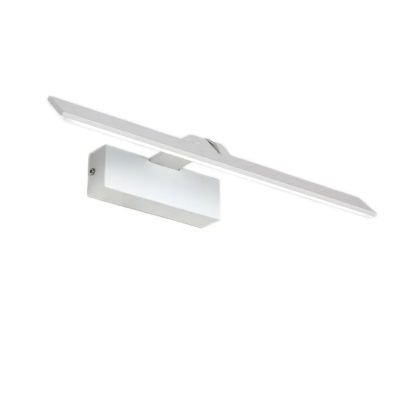 White LED mirror headlight mounted on wall showing positive white light illumination