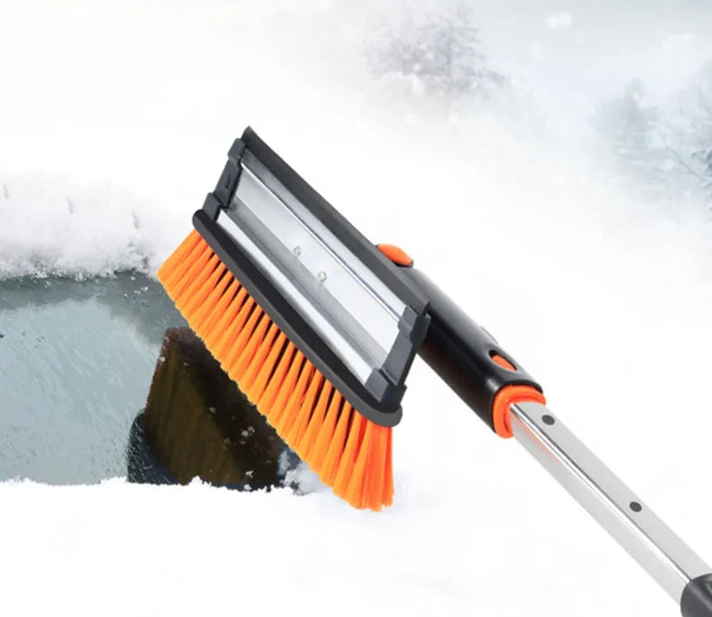 Car snow plough shovel set with ice and snow brush, telescopic rod, handle, winter snow shovel head, and plastic shovel