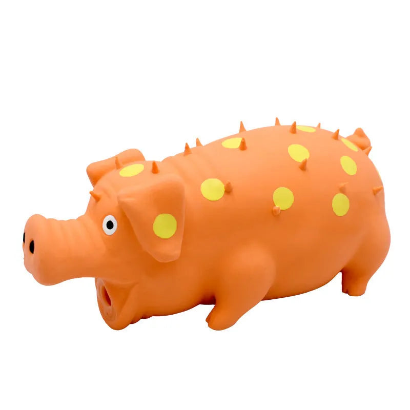 Pig-shaped squeaky dog chew toy in assorted colours for aggressive chewers