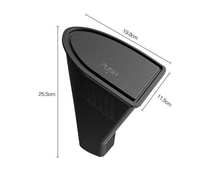 Two black ABS plastic car door trash cans for Tesla Model Y front seats