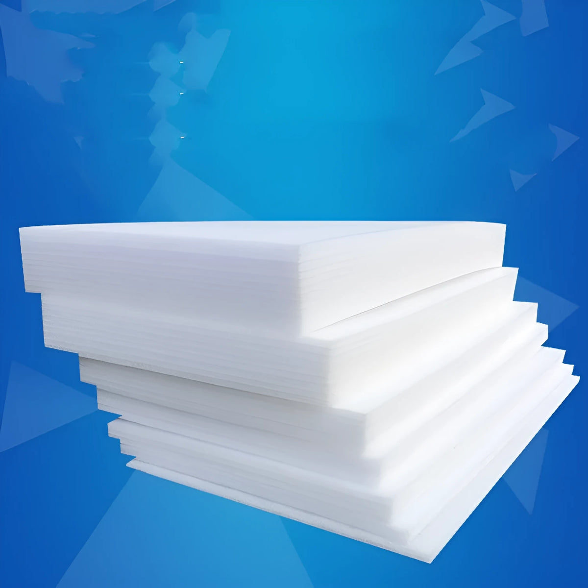 White rectangular EPE pearl cotton foam insulation board showing its 10mm thickness edge.