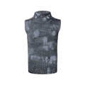 Black men's sleeveless T-shirt with silver pastebrushing wool vest pattern and stand collar