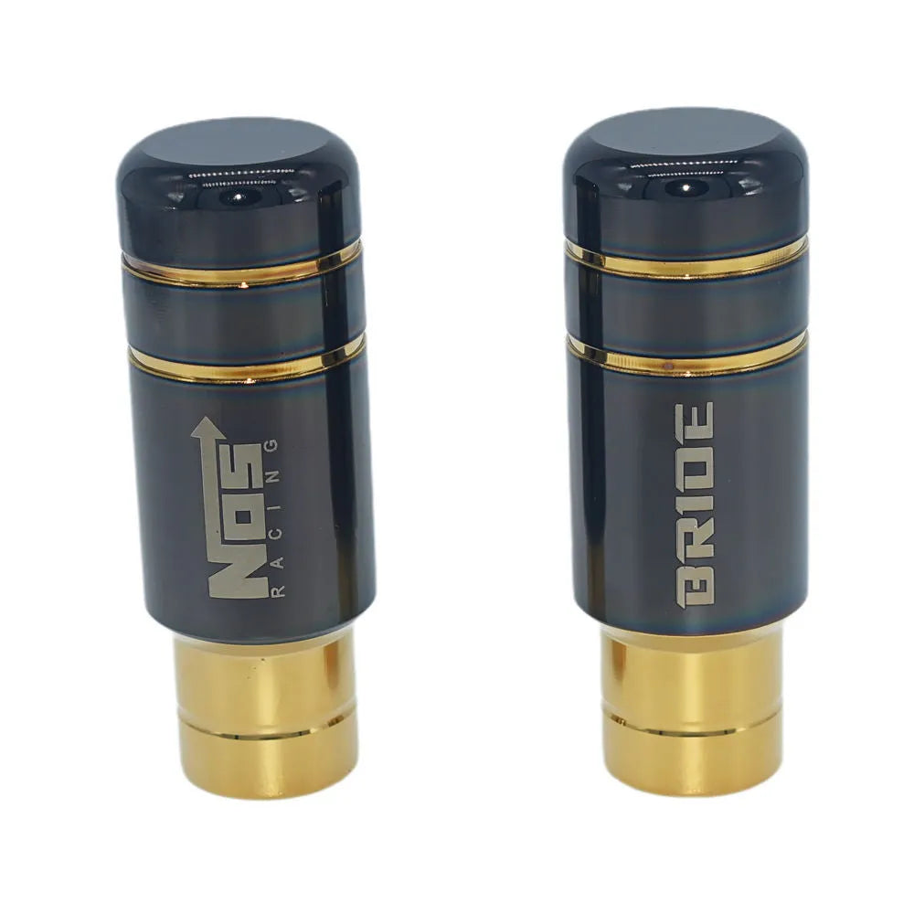 Roasted blue aluminium gear shift head with three rubber installation sleeves for manual transmission cars