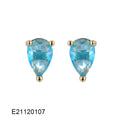 Brass gold-plated drop-shaped zircon pear earrings with electroplated finish in candy colours