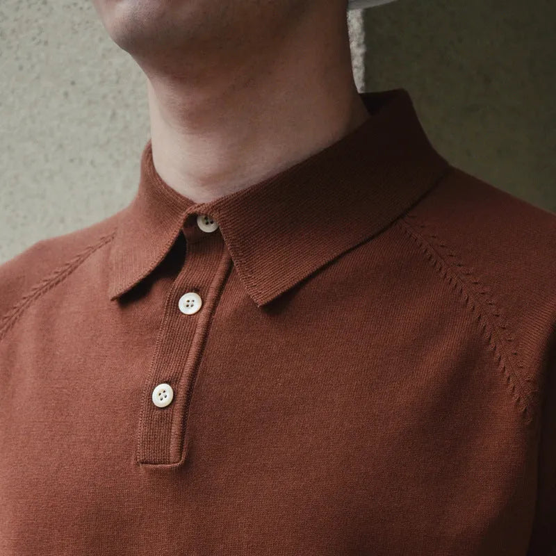 Knitted cotton short sleeve t-shirt in slim fit solid colour for summer wear