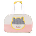 Blue foldable cat backpack made from Oxford cloth, shown with ventilation and shoulder straps.