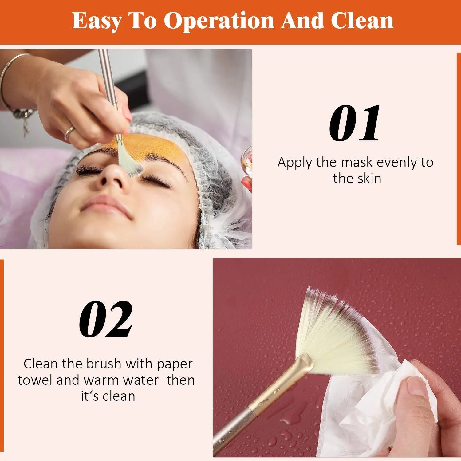 Set of 10 champagne-finish facial fan brushes with protective covers for professional makeup and skincare