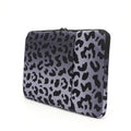 Leopard print laptop sleeve protective case with flannel interior for 13 to 16 inch devices