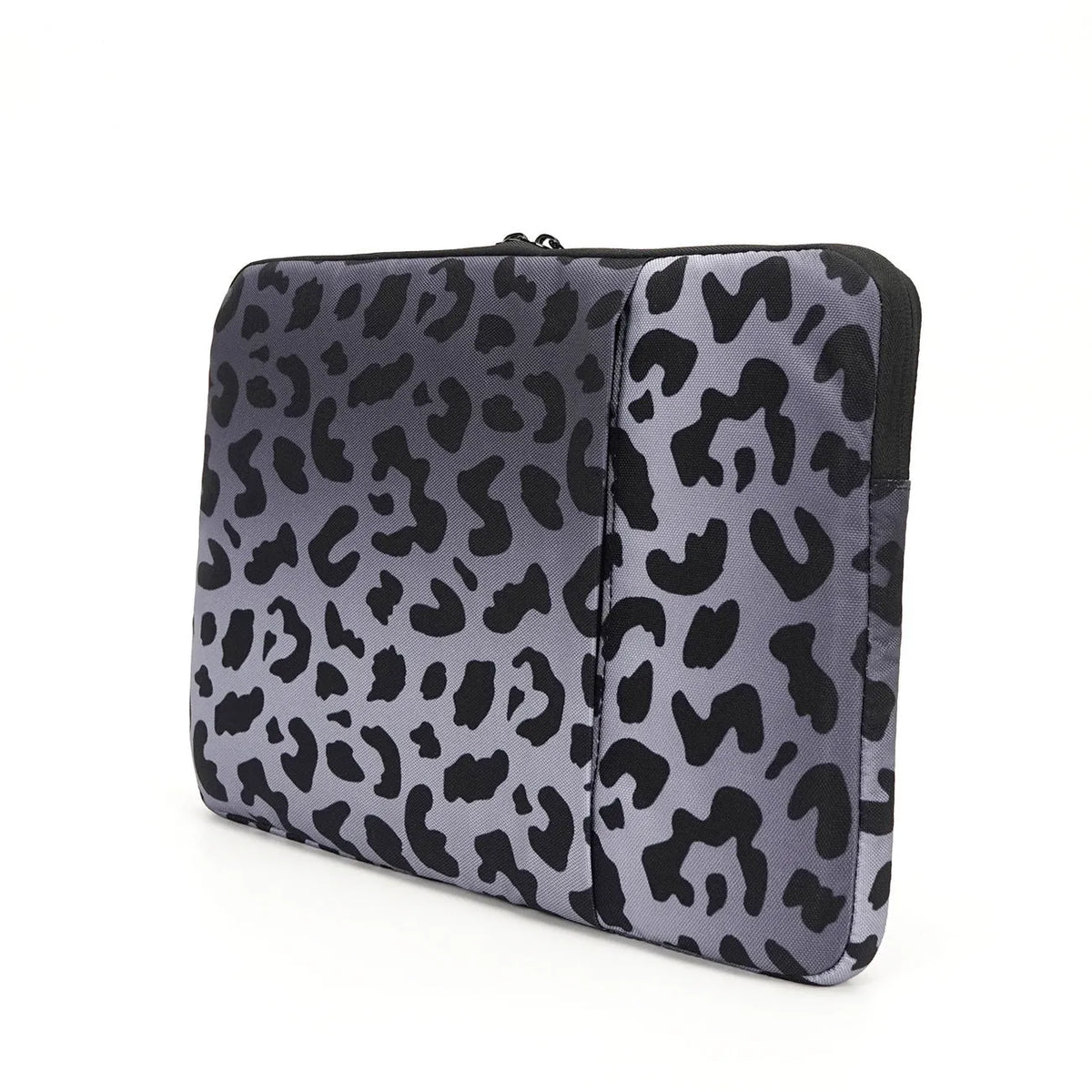 Leopard print laptop sleeve protective case with flannel interior for 13 to 16 inch devices