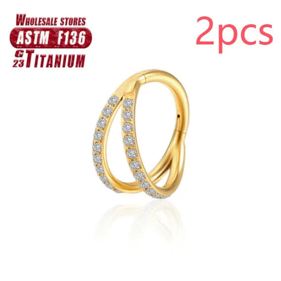 F136 titanium alloy nose ring in gold or silver with 1.2mm gauge available in multiple lengths
