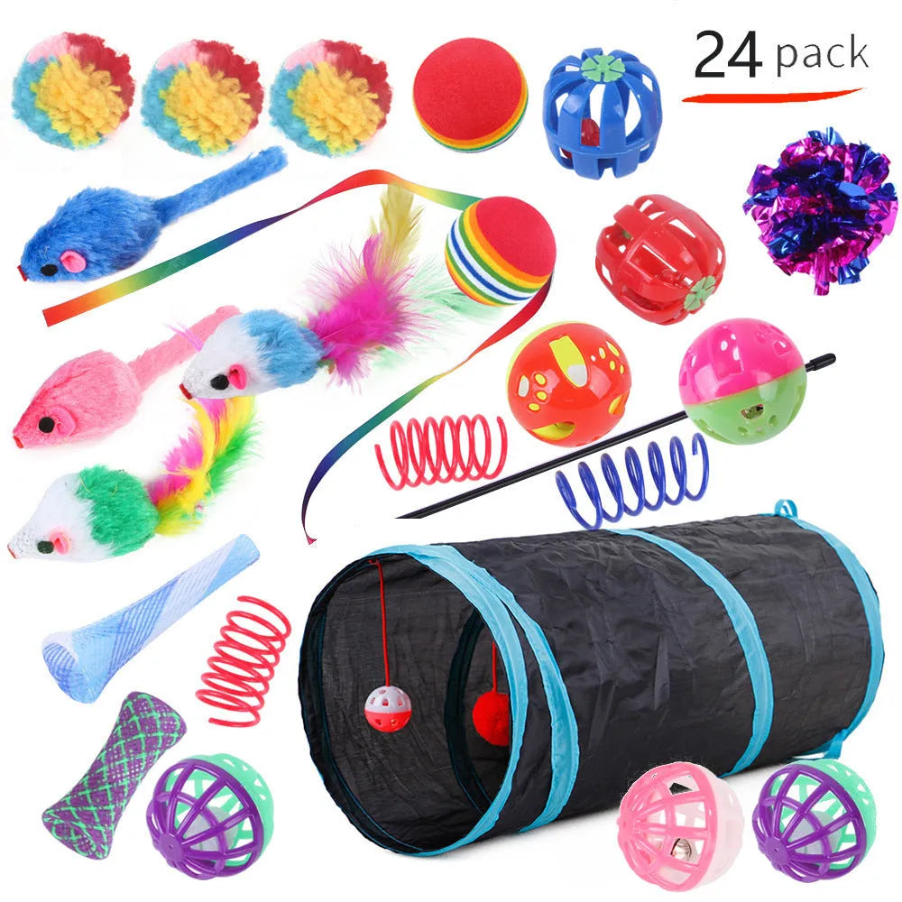 Plastic cat channel tunnel toy in various colours for indoor pet play