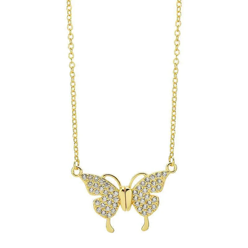 Women's titanium steel clavicle chain necklace with magnetic butterfly clasp in gold or silver colour