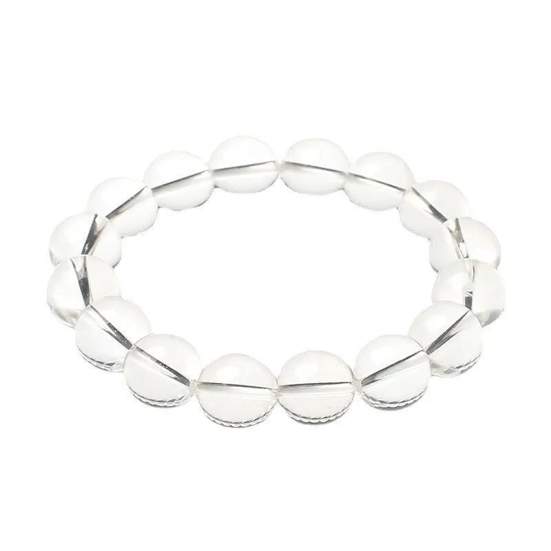 Natural Donghai Old Mine white crystal round bead bracelet in geometric single-strand design.