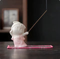Cute ceramic court attendant incense burner decoration in a fresh, adorable style.