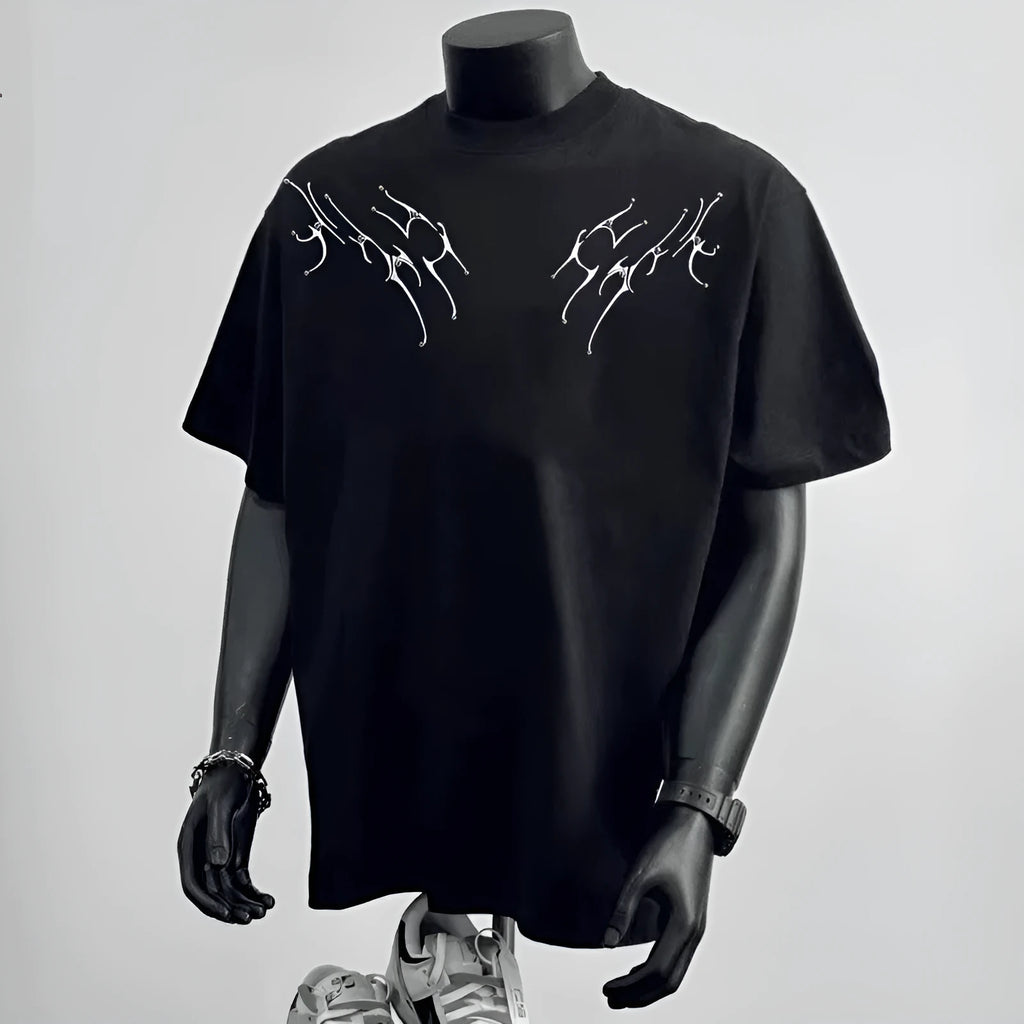 Men's loose pure cotton short sleeve t-shirt in black or white for business commute wear