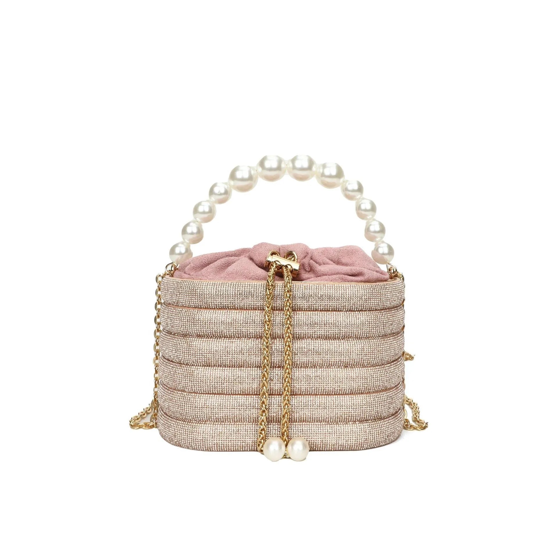 European retro style pearl beaded crossbody bag in soft PU leather with dinner clutch shape