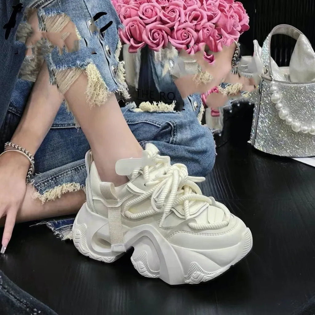 Women's casual wedge sneakers with cross-strap detail and round toe in three colour options
