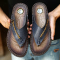 Plus size herringbone outdoor slippers for men in dark blue and khaki colours