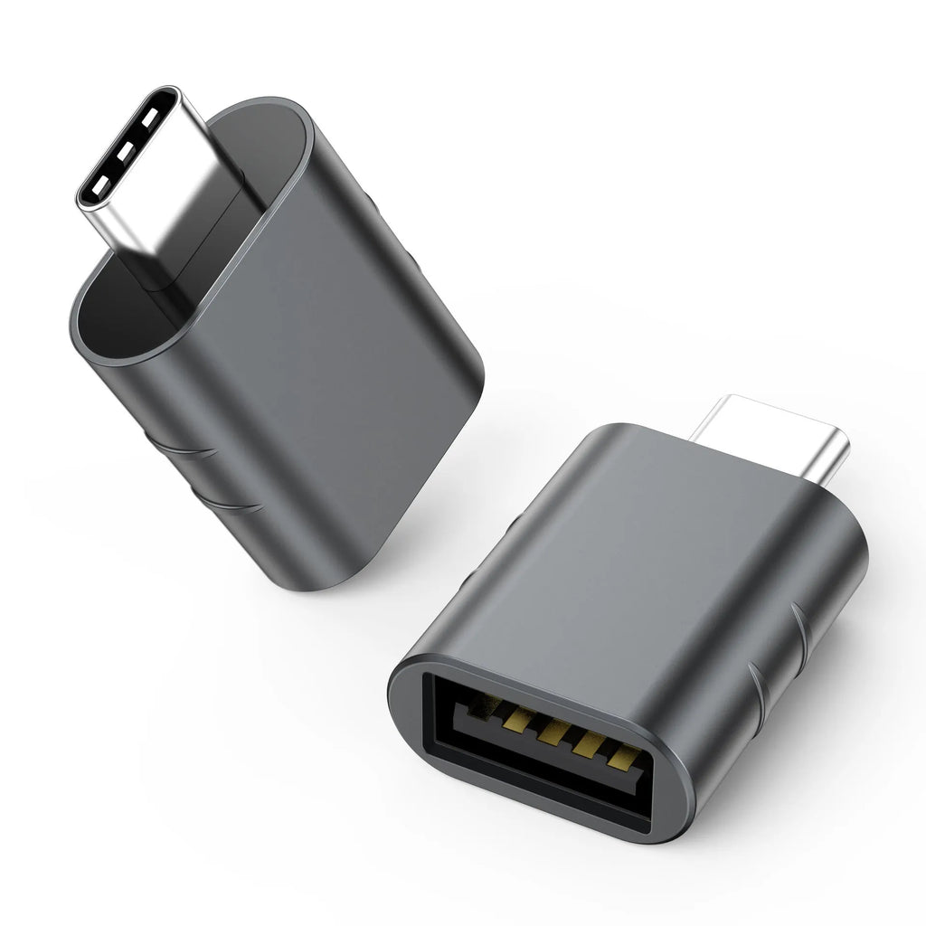 USB-C to USB-A adapter converter in metallic finish with zinc alloy shell