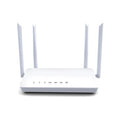 Portable bare metal WiFi router showing six ports including WAN, LAN, power and reset interfaces
