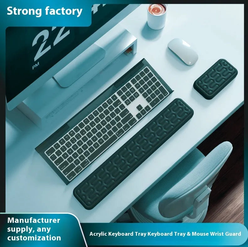 Double-sided keyboard and mouse pad with memory foam wrist rest in multiple colour options