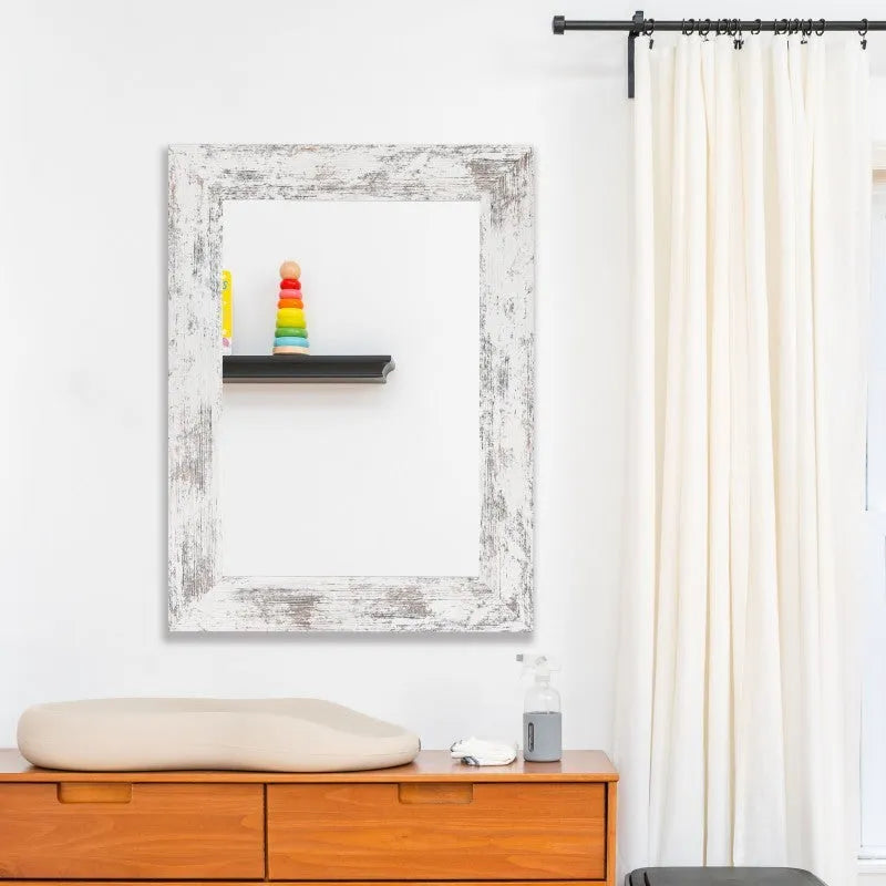 Wall-mounted pastoral style bathroom dressing mirror with retro Chinese design and MDF frame