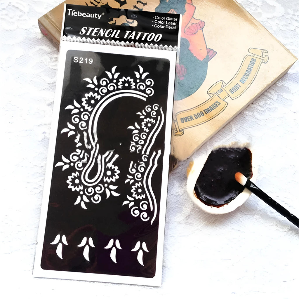 Hollow geometric pattern temporary tattoo sticker on water transfer paper in colour S205 from a range of 32 colours.
