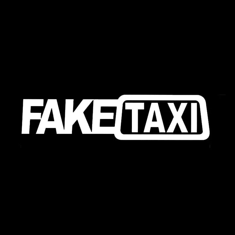FAKE TAXI car warning sticker 20x8cm in black, white, and yellow waterproof PET options