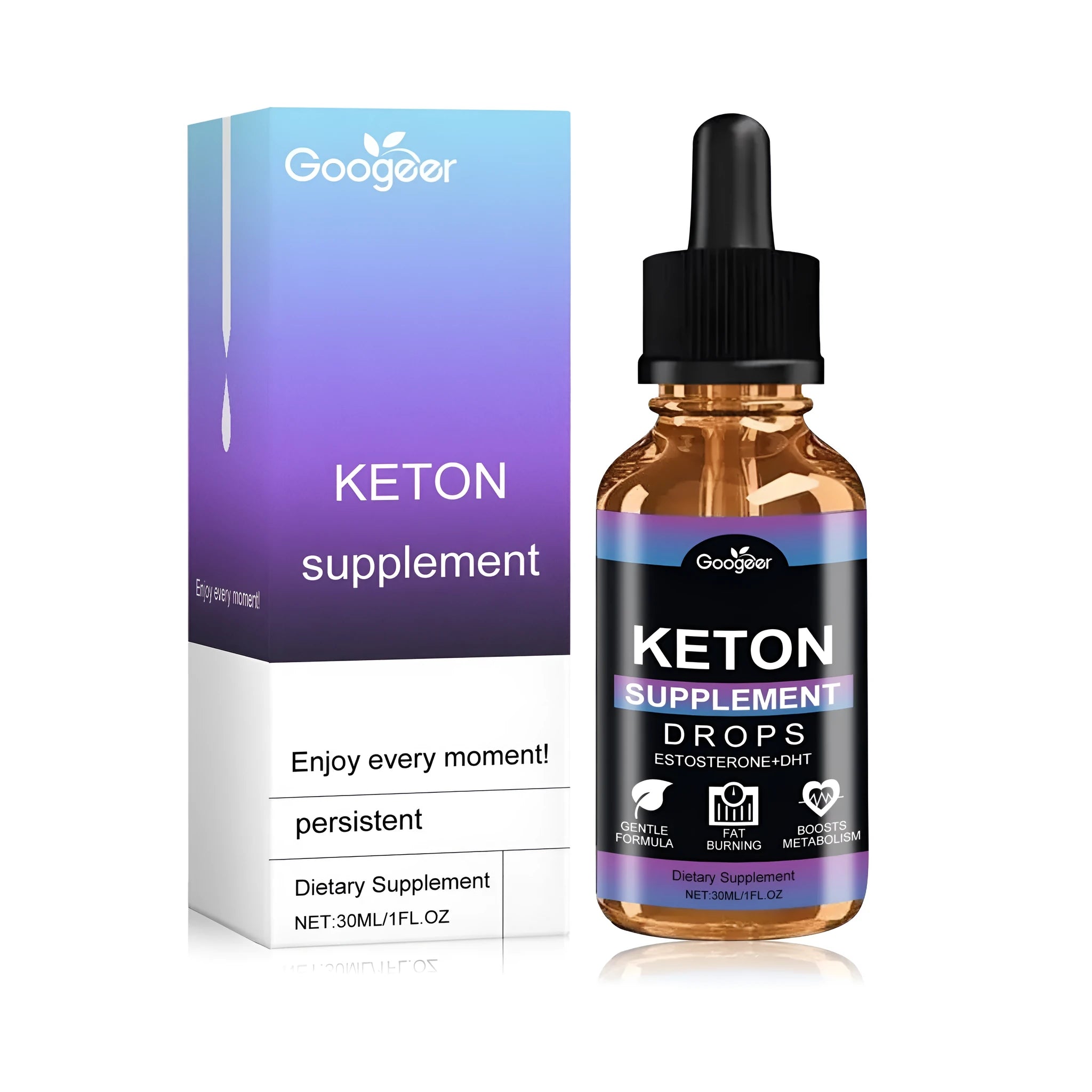 30ml dietary supplement drop bottle with Vitex negundo extract and coconut oil ingredients