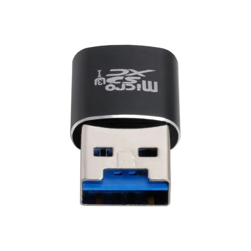 Black USB 3.0 micro SD memory card reader for SDXC cards up to 2TB capacity.
