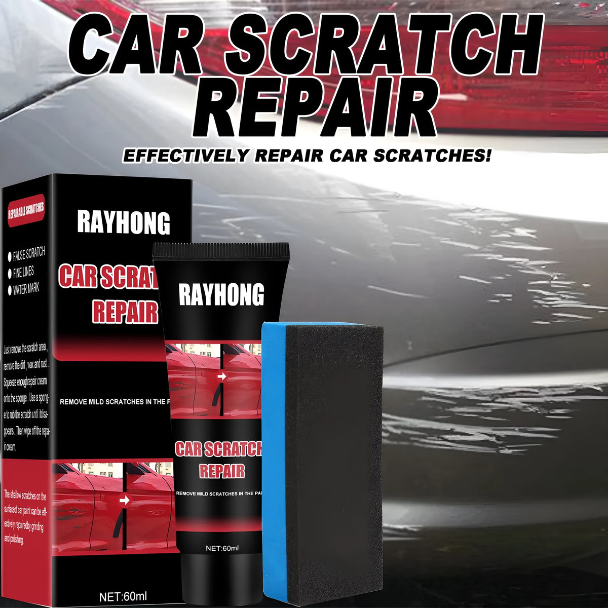 60ml car scratch repair wax tube with applicator for paint surface scratch removal and polishing