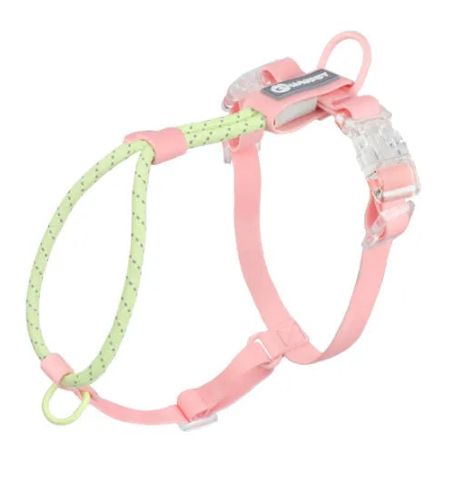 Dark Red Purple Yellow PVC dog hand holding rope leash showing 120cm length.