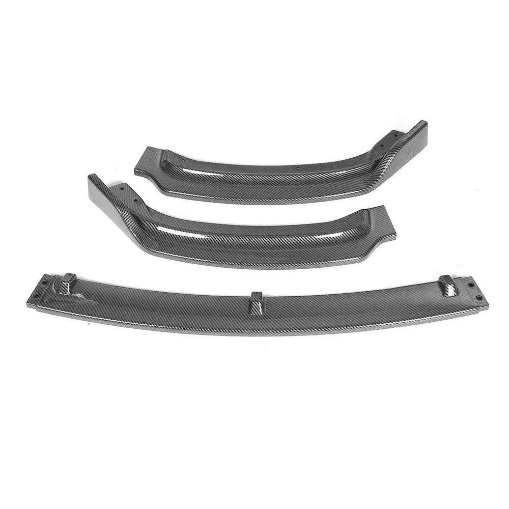 Bright black PP front bumper lip spoiler for BMW 3 Series F30 F35 models on a car.