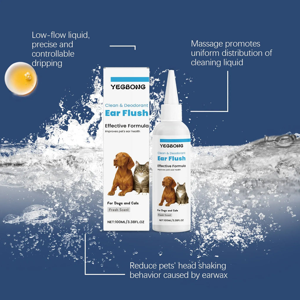 100ml bottle of pet ear cleaner solution for cats and dogs for gentle earwax removal