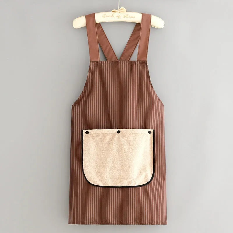 Kitchen waterproof apron in polyester composite material with free size design