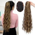 Long curly hair extension with water ripple texture in drawstring ponytail style