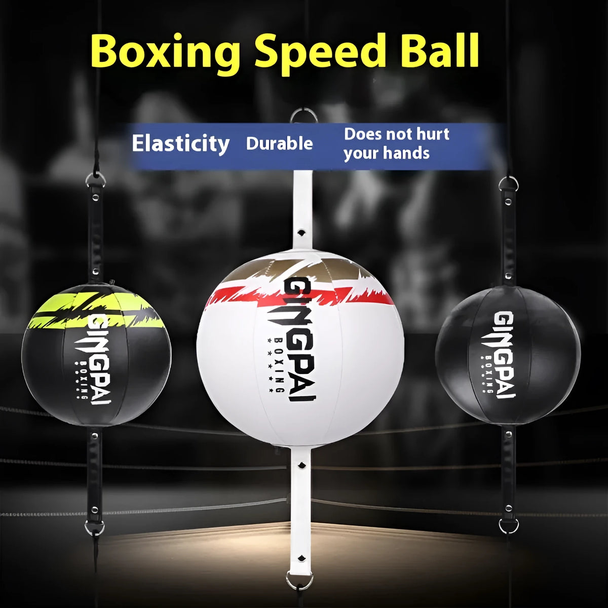 PU leather hanging speed ball for boxing reaction training in black, black and green, or white colours