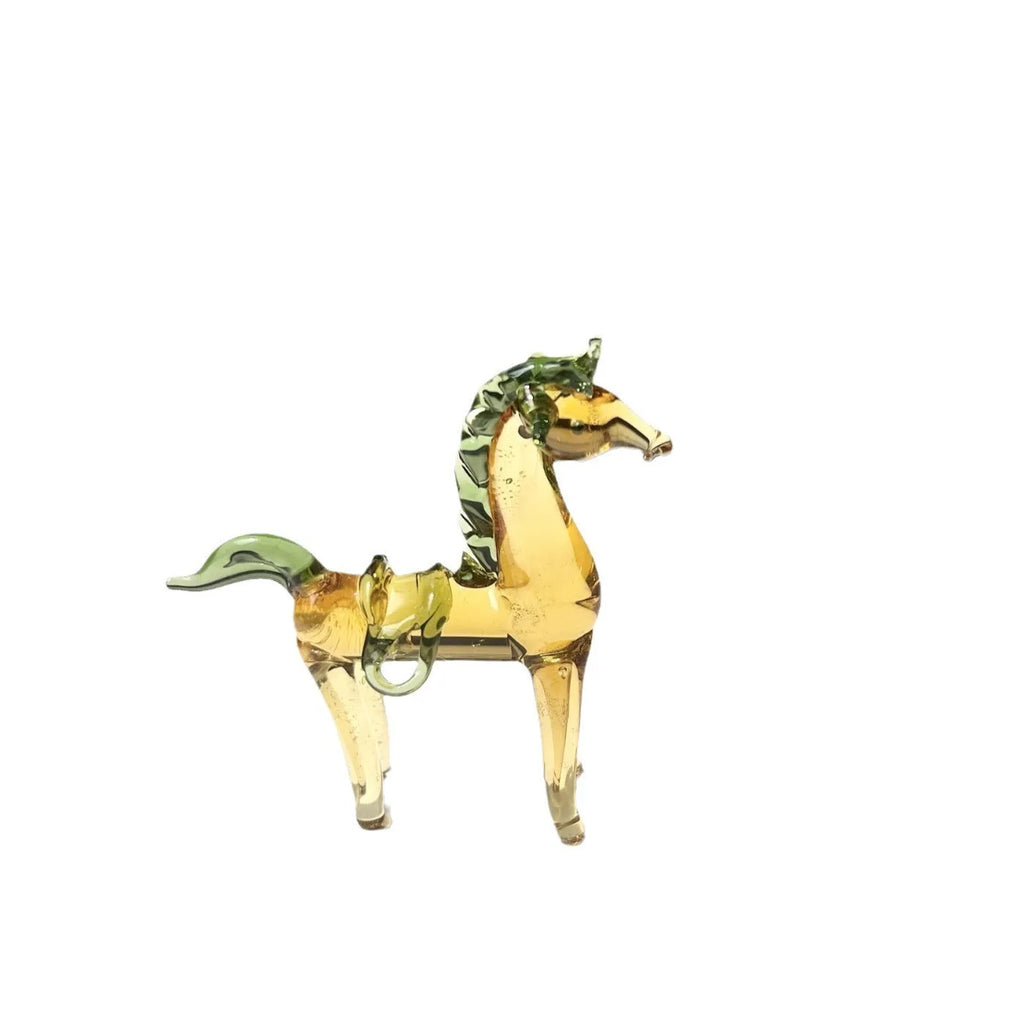 Brown and white coloured glaze handmade horse sculpture modern office decoration