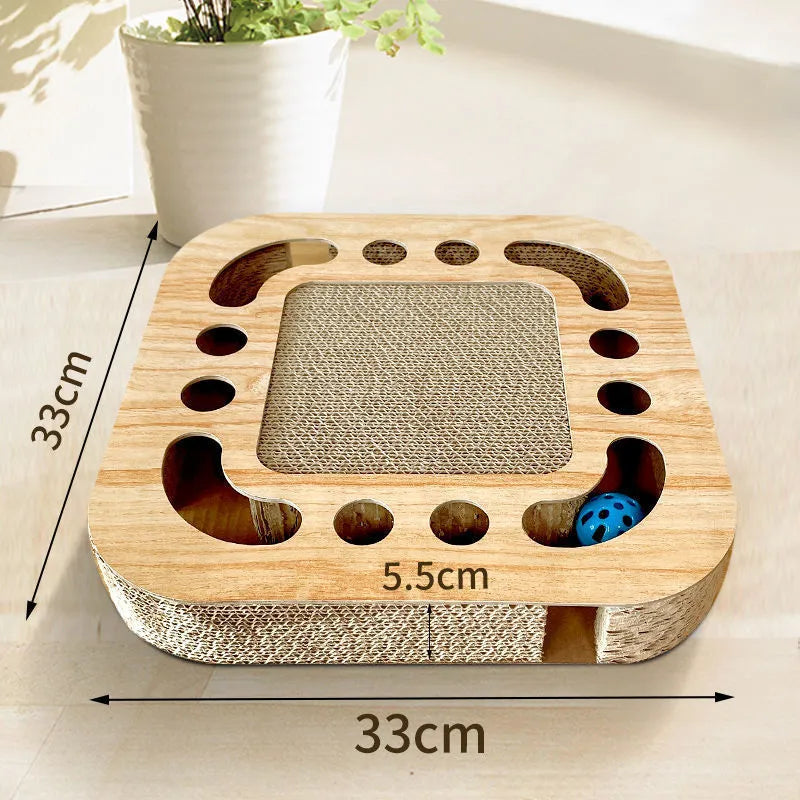Cat scratch board with ball toy in corrugated paper design options