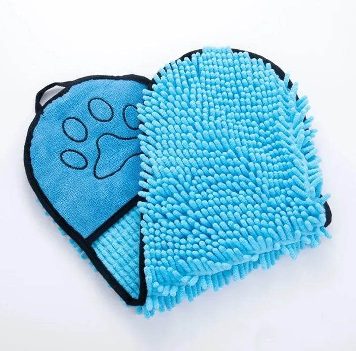 Thickened fiber dog bath robe towel in blue gray purple red measuring 62x23cm for quick drying pets