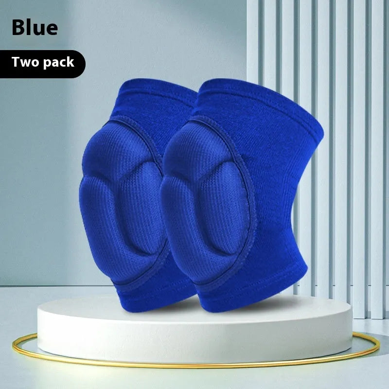 Black and blue dance kneepad with thick sponge protection for sports activities