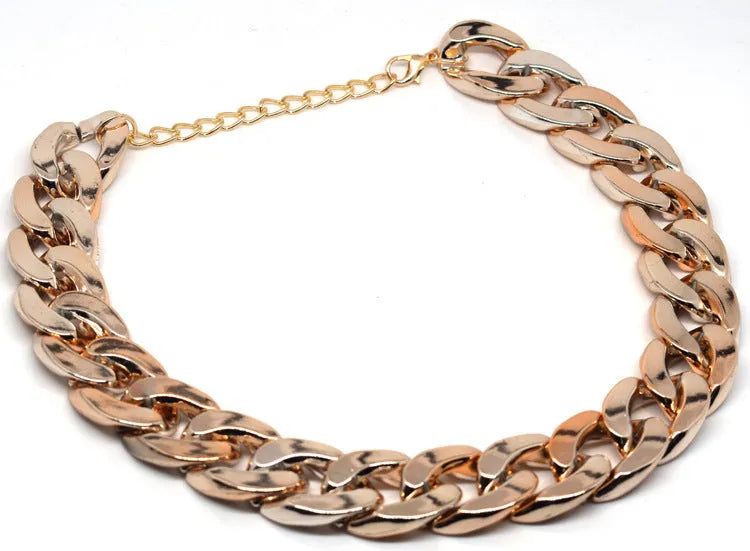 Gold colour chain dog collar with geometric design and adjustable buckle for small to medium sized pets